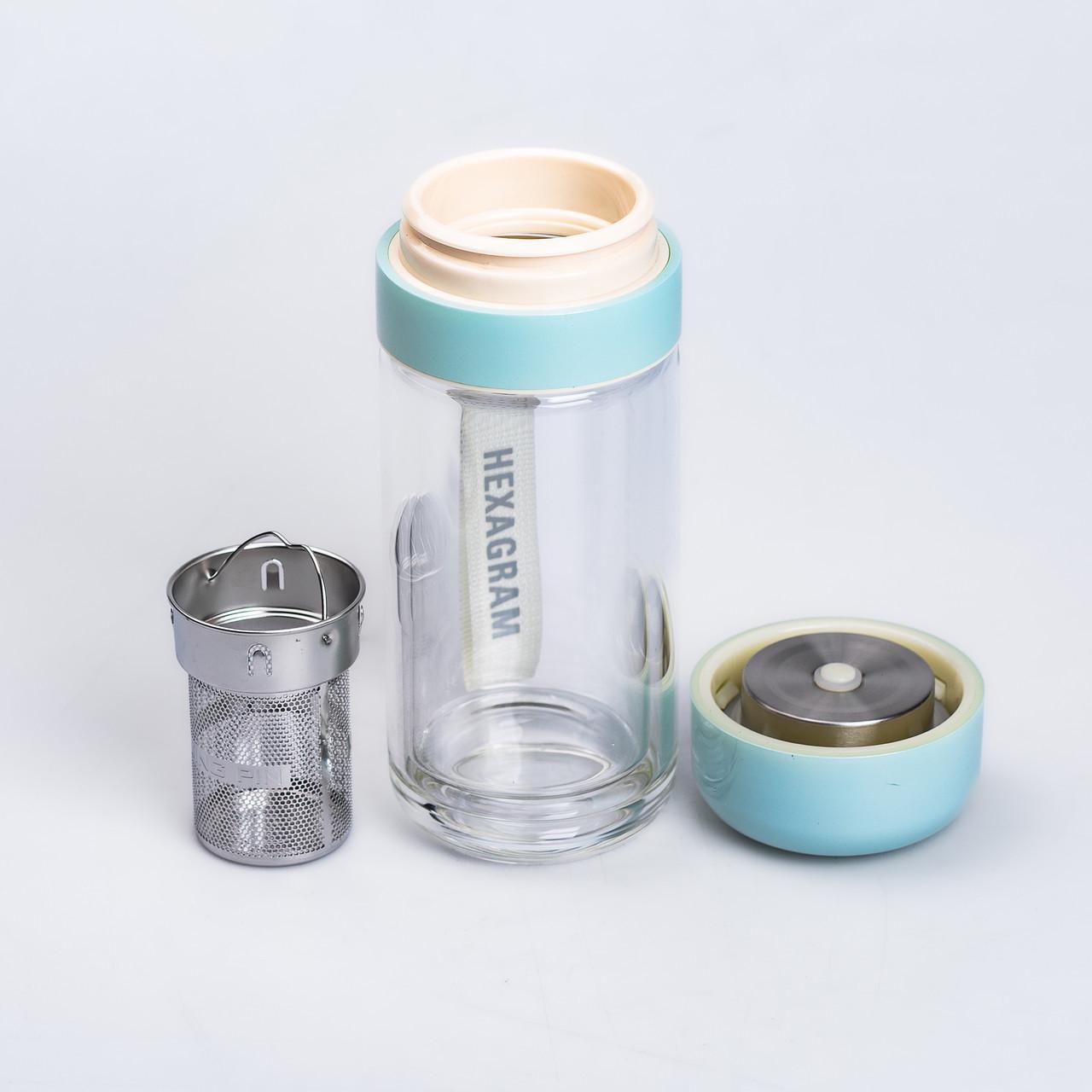 Термос стеклянный Hexagram с двойными стенками и заварником 240 мл Мятный (2431236548) - фото 3 Термос стеклянный Hexagram с двойными стенками и заварником 240 мл Мятный (2431236548) - фото 3