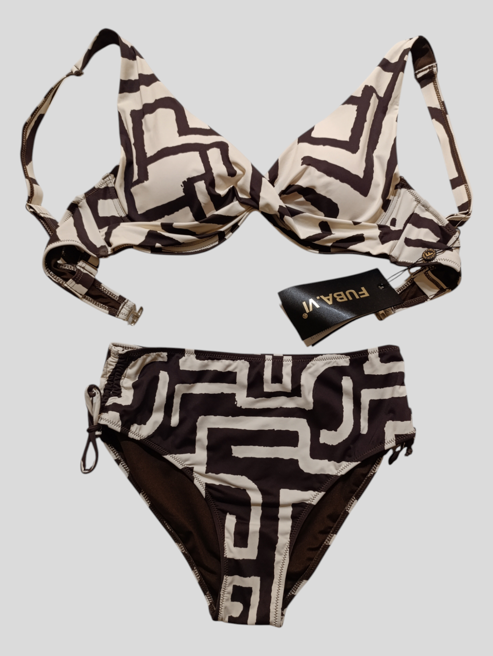 Купальник женский раздельный с высокими трусами Fuba.vi 26807k с мягкой чашкой р. 52 Коричневый/Бежевый