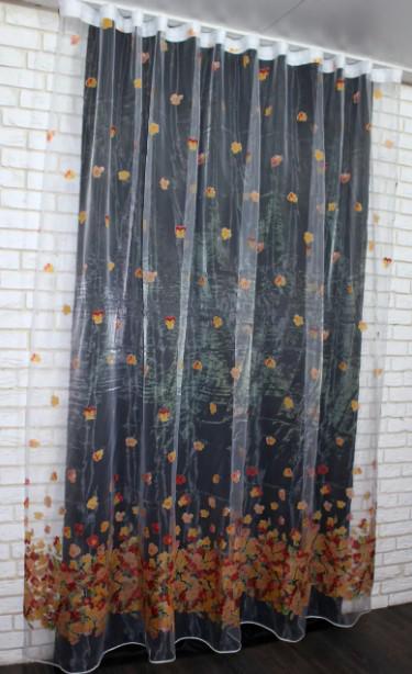 Тюль с крупным принтом органза Прозрачный/Красный/Оранжевый (823т) - фото 4 Тюль с крупным принтом органза Прозрачный/Красный/Оранжевый (823т) - фото 4