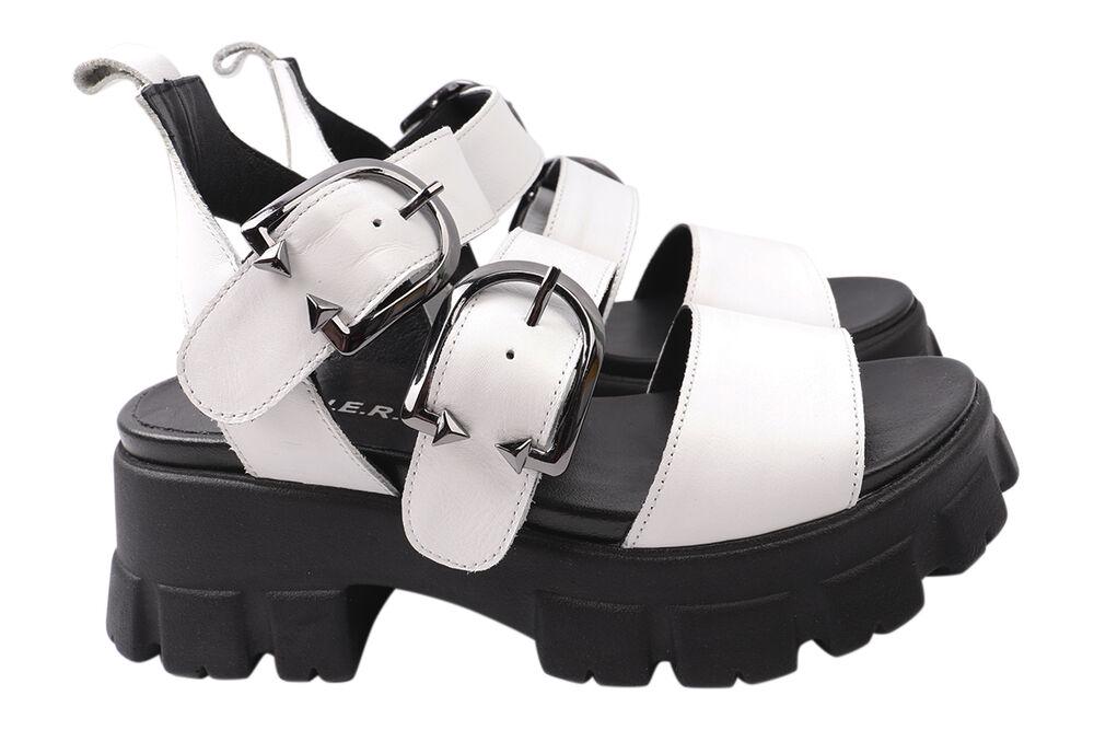 Босоножки женские Guero из кожи на платформе р. 39 Белый (416-21LBC)