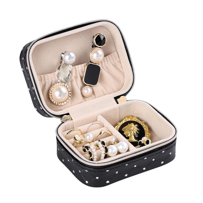 Шкатулка Casegrace SP-01304-B для прикрас і ювелірних виробів портативна з блискавкою Black