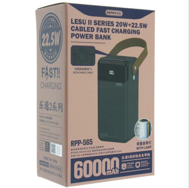 Повербанк Remax RPP-565 Quick Charge с быстрой зарядкой 22,5 W 60000 mAh Черный (25147619) - фото 7