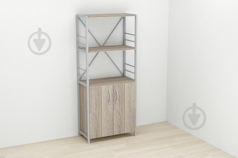 Этажерка 3/60 Ferrum-decor Серии Конект с тумбой  144x60x28 Серый ДСП Сонома Трюфель (FD1039)