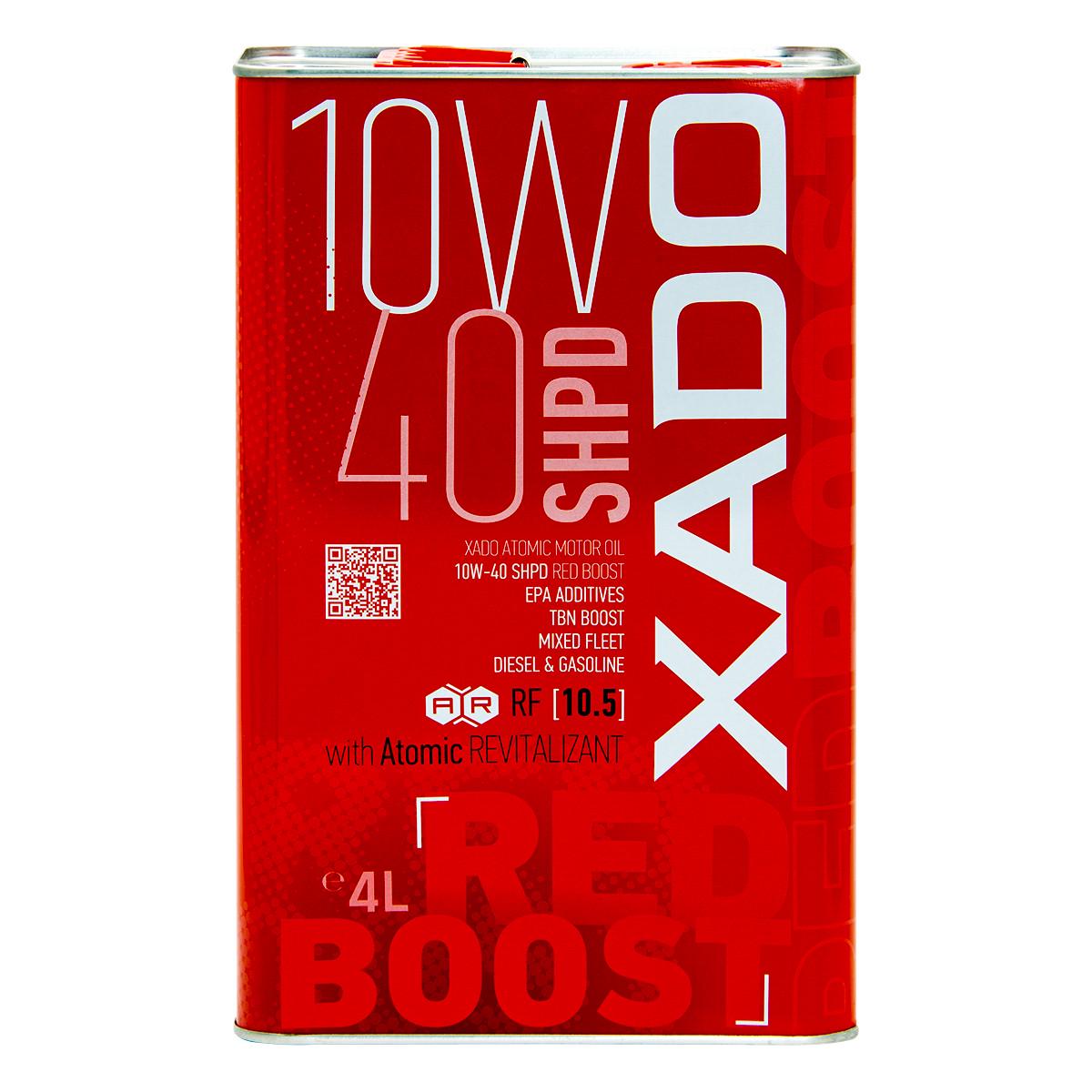 Моторна олива XADO Atomic Oil 10W-40 SHPD (SL/CI-4) RED BOOST напівсинтетична 4 л