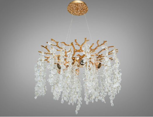 Люстра подвесная хрустальная Diasha Глициния 5xE14 ламп Золотой (P8068/D500G)