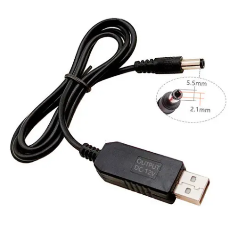 Кабель для питания роутера USB DC 5,5x2,1 мм с 5-12 В 1 м Black (2887) - фото 2