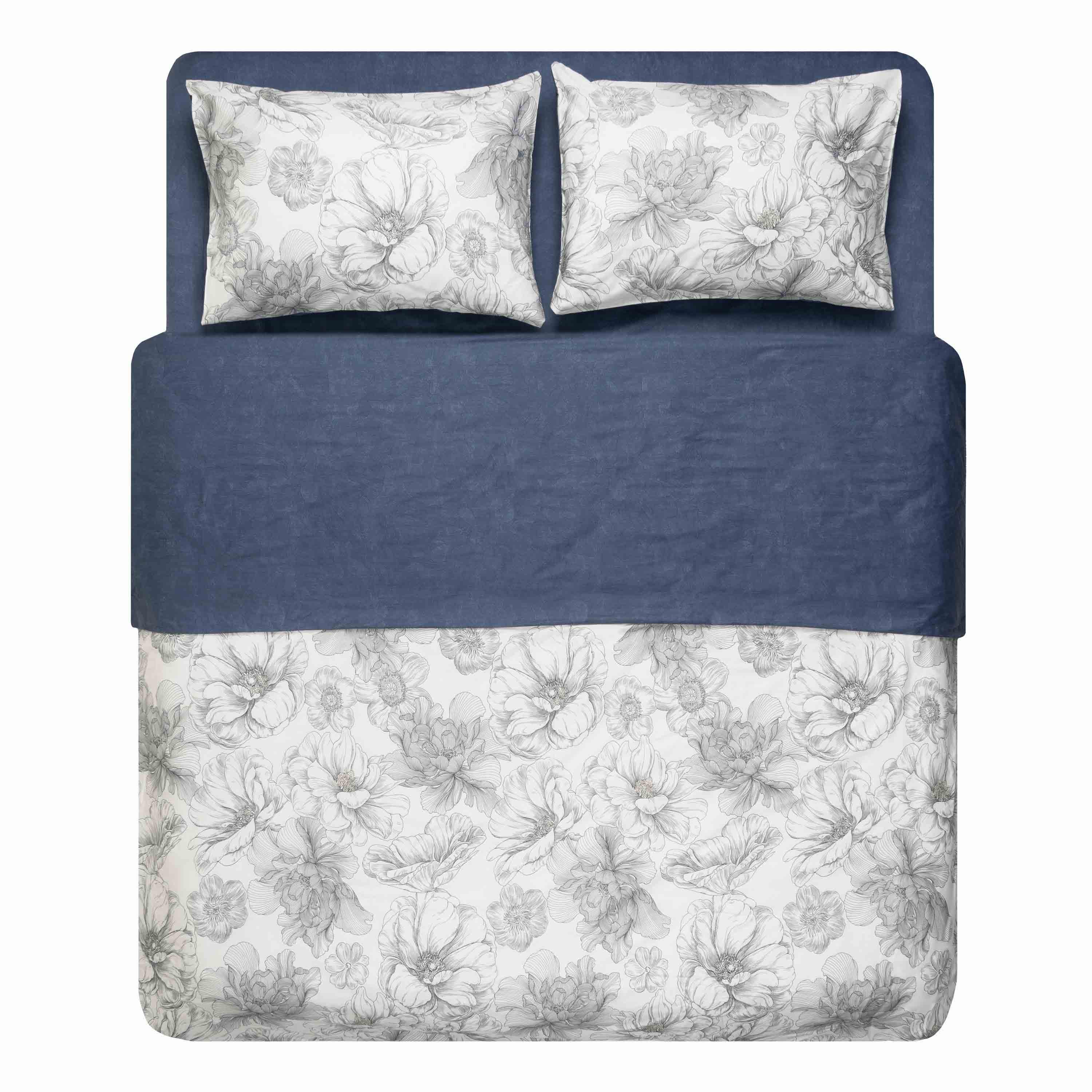 Комплект постельного белья Ardesto Gloria Пион полуторный 160х220 см Синий (ART1622PD)