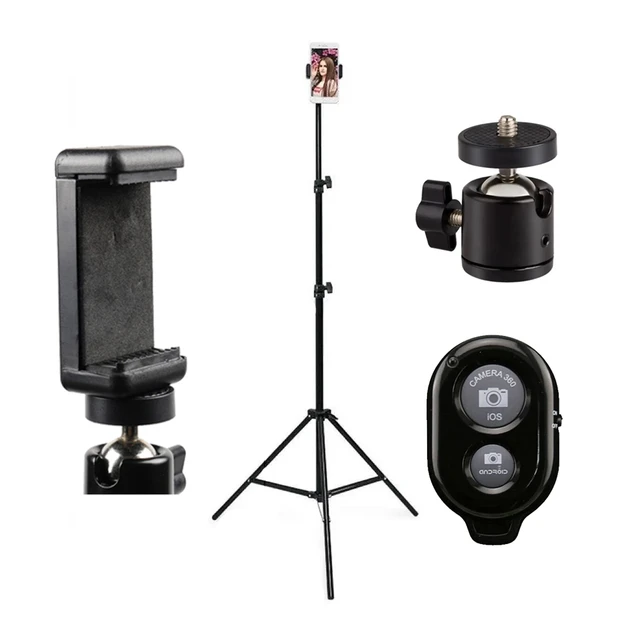 Комплект штатив с держателем для телефона и шарнирным креплением с пультом 70-200 см