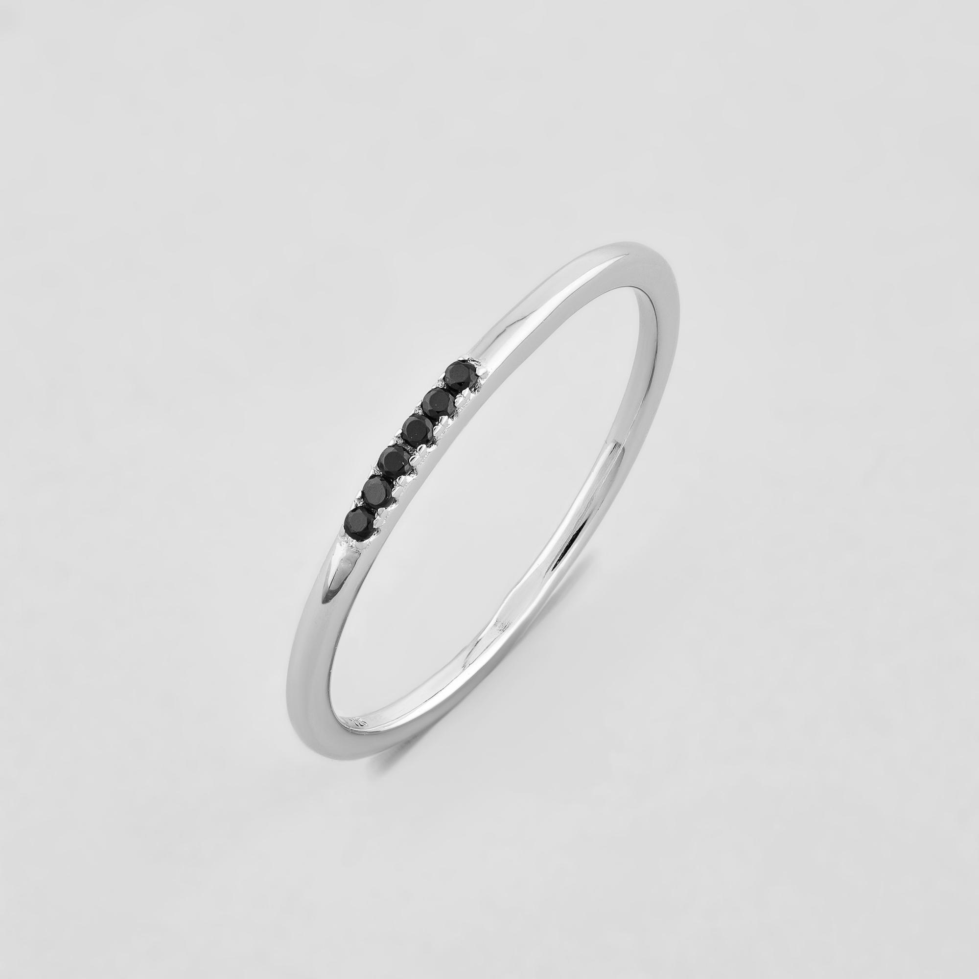 Серебряное кольцо Minimal Ночное прикосновение р. 16,5 (510459ч-16.5)