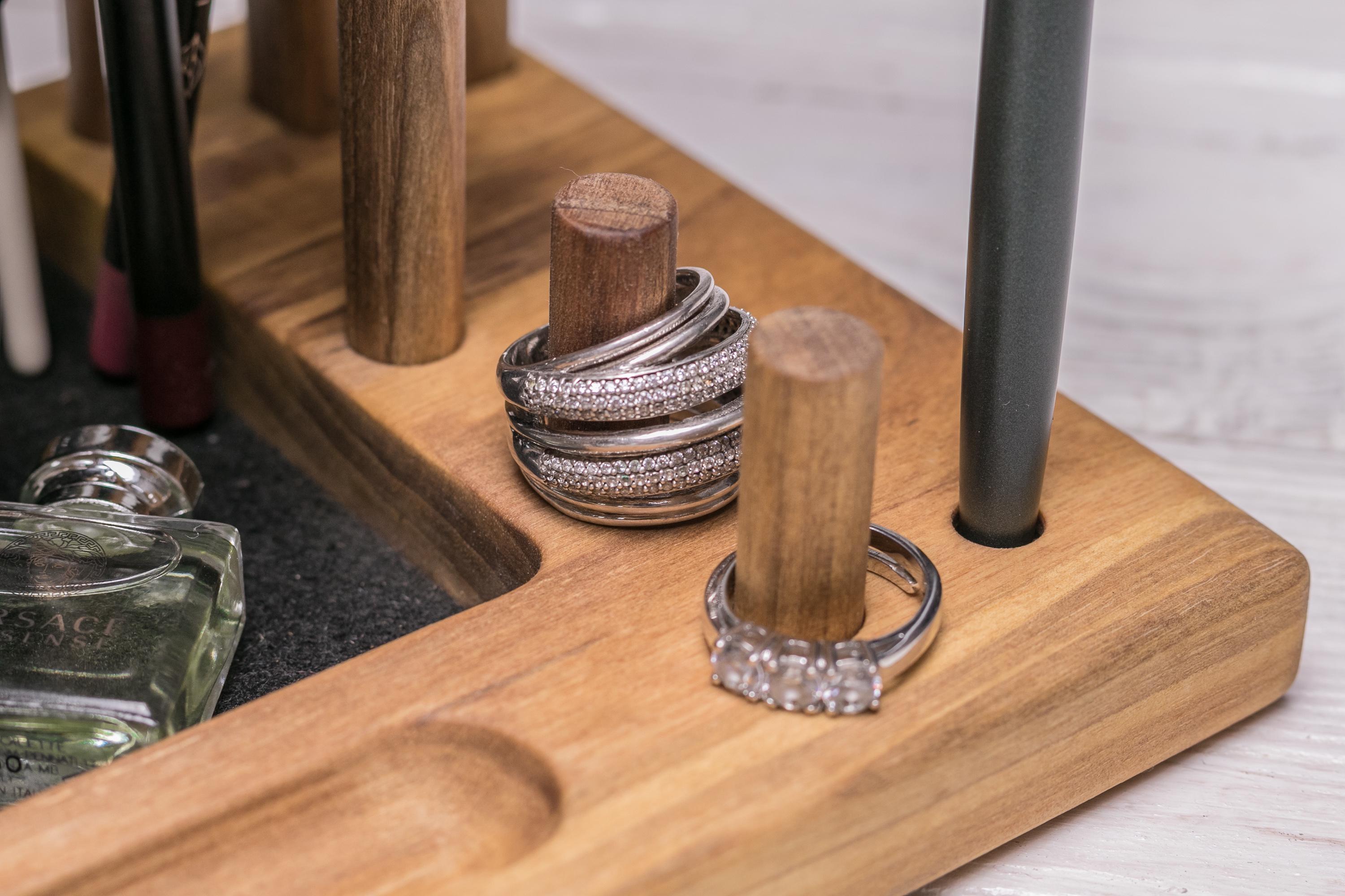 Косметичка из дерева EcoWalnut женская настольная для косметики/телефона с именным логотипом (EW-7) - фото 11