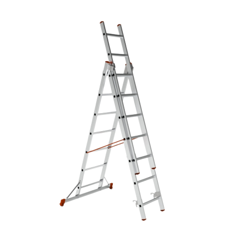 Лестница алюминиевая трехсекционная Техпром 3х7 ступеней