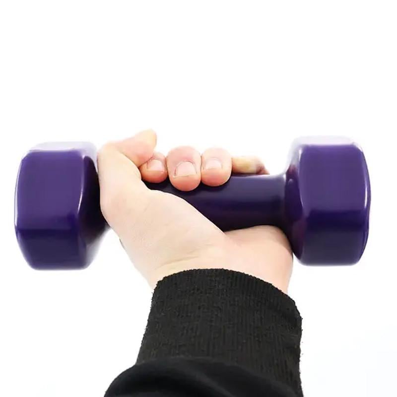 Гантель с виниловым покрытием Feel Fit 1 шт. 0,5 кг Фиолетовый - фото 3