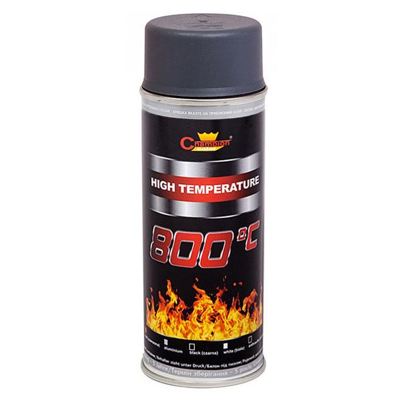 Емаль аерозольна Champion термостійка 800°C 400 мл Антрацит темно-сірий (28716343)