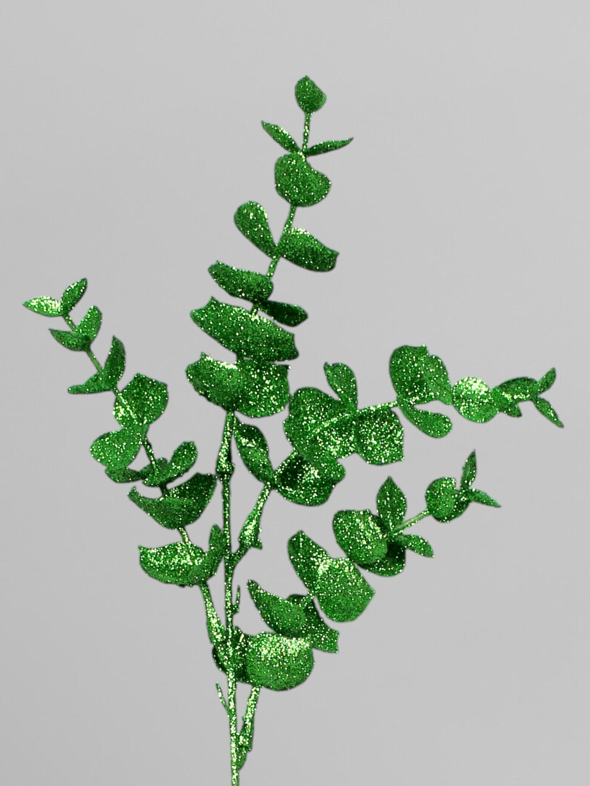 Ветвь эвкалипта в блестках 39 см Зеленый (Р03102)