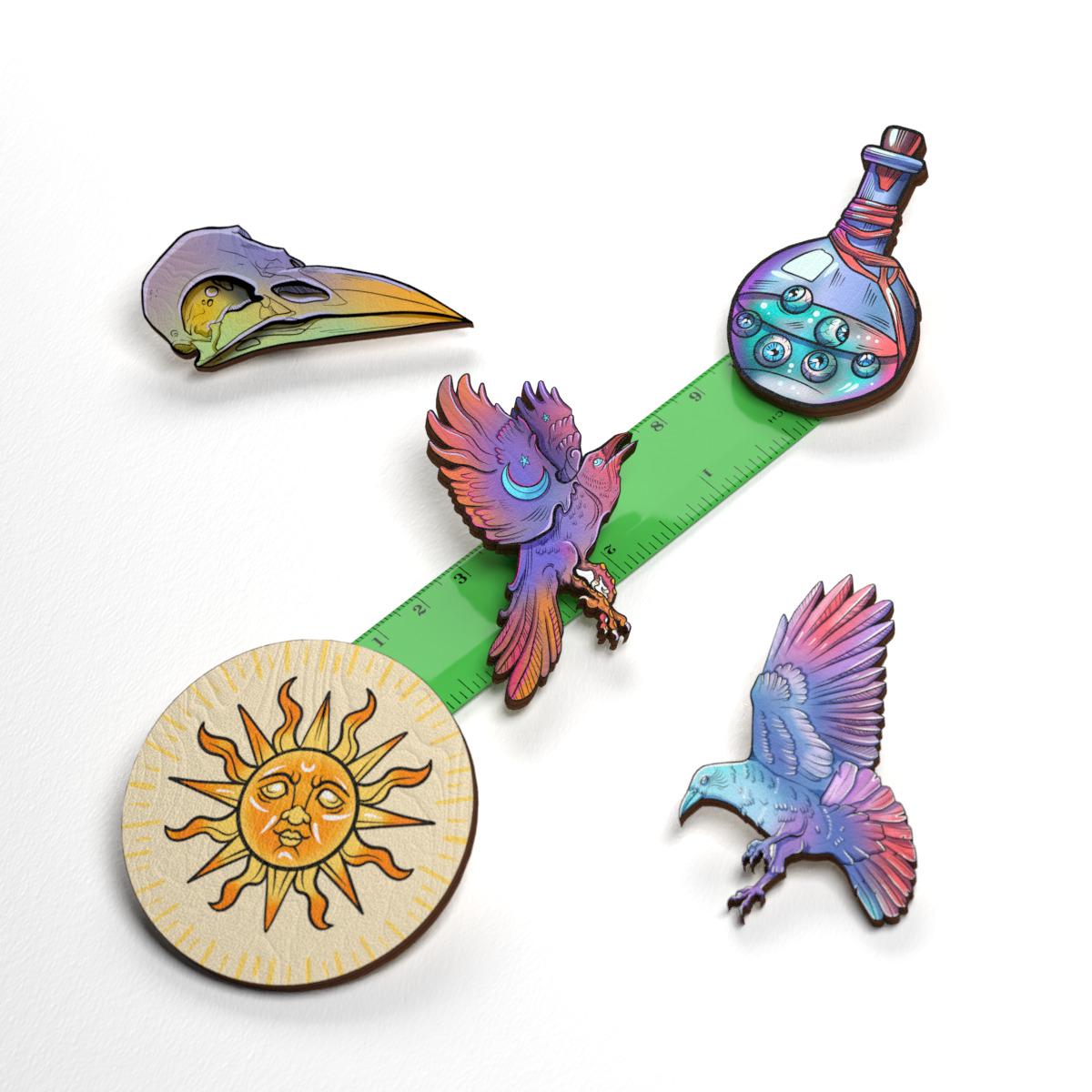 Набор значков Lex Altern Мистические символы/кристаллы из дерева 5 шт. - фото 2 Набор значков Lex Altern Мистические символы/кристаллы из дерева 5 шт. - фото 2