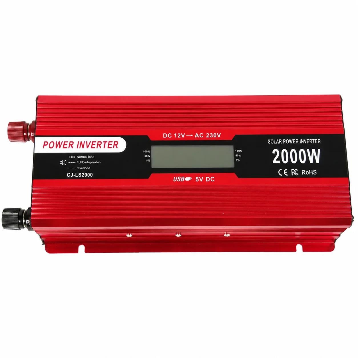 Инвертор 5 CORE 2000W 12V LCD преобразователь напряжения 12В-220В с дисплеем автомобильный на 1000 Вт (18925)