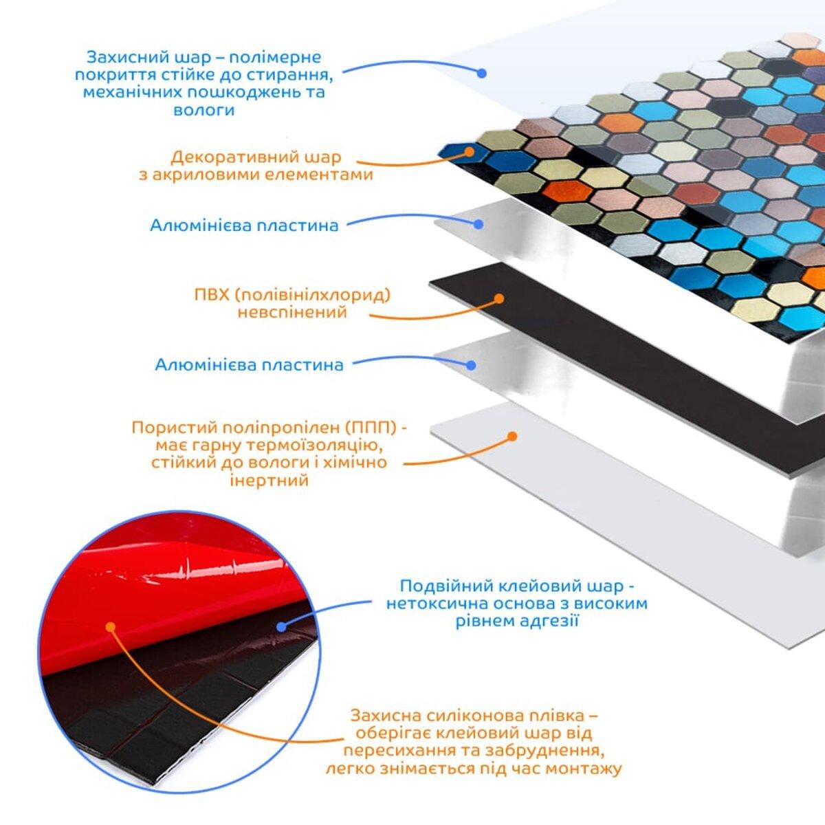 Плитка алюмінієва самоклеюча 300х300х3 мм Різнокольоровий (SW-00001932) - фото 2 Плитка алюмінієва самоклеюча 300х300х3 мм Різнокольоровий (SW-00001932) - фото 2