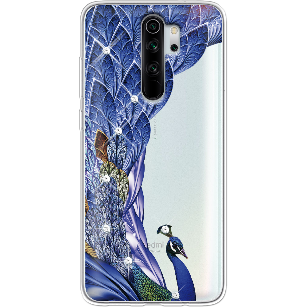Чехол Boxface Xiaomi Redmi Note 8 Pro Павлин со стразами Прозрачный силикон (38222-rs7-38222)