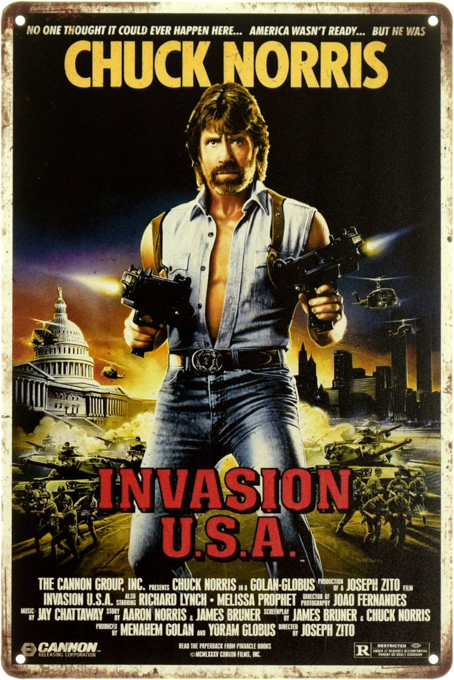 Табличка металлическая "Invasion USA Chuck Norris" 20x30 см (ms-104016)