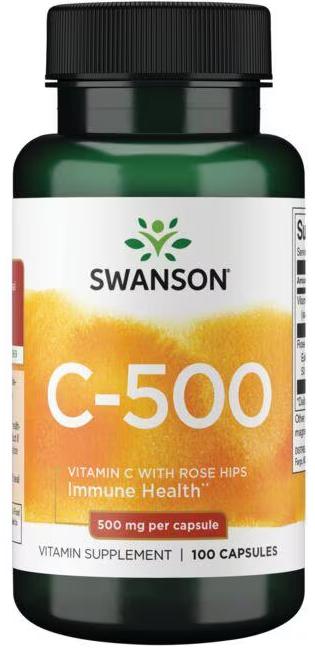 Витамин C с шиповником Swanson Vitamin C with Rose Hips 500 мг 100 капсул