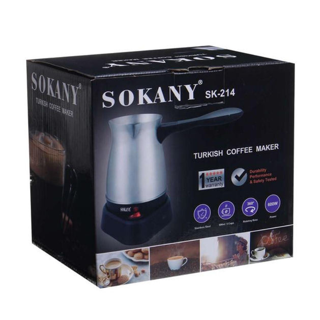Турка електрична Sokany SK-214 600 Вт 500 мл Сріблястий - фото 3 Турка електрична Sokany SK-214 600 Вт 500 мл Сріблястий - фото 3