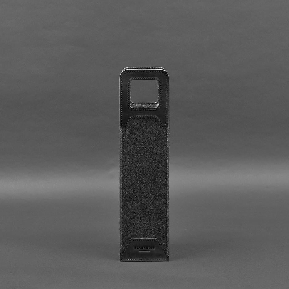 Чохол для вина 1.0 із фетру зі шкіряними вставками Crazy Horse Чорний (A-027930) - фото 5