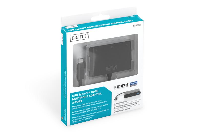 Адаптер Digitus USB-C-HDMA 2xUSB Черный (ERC-DA-70855) - фото 6