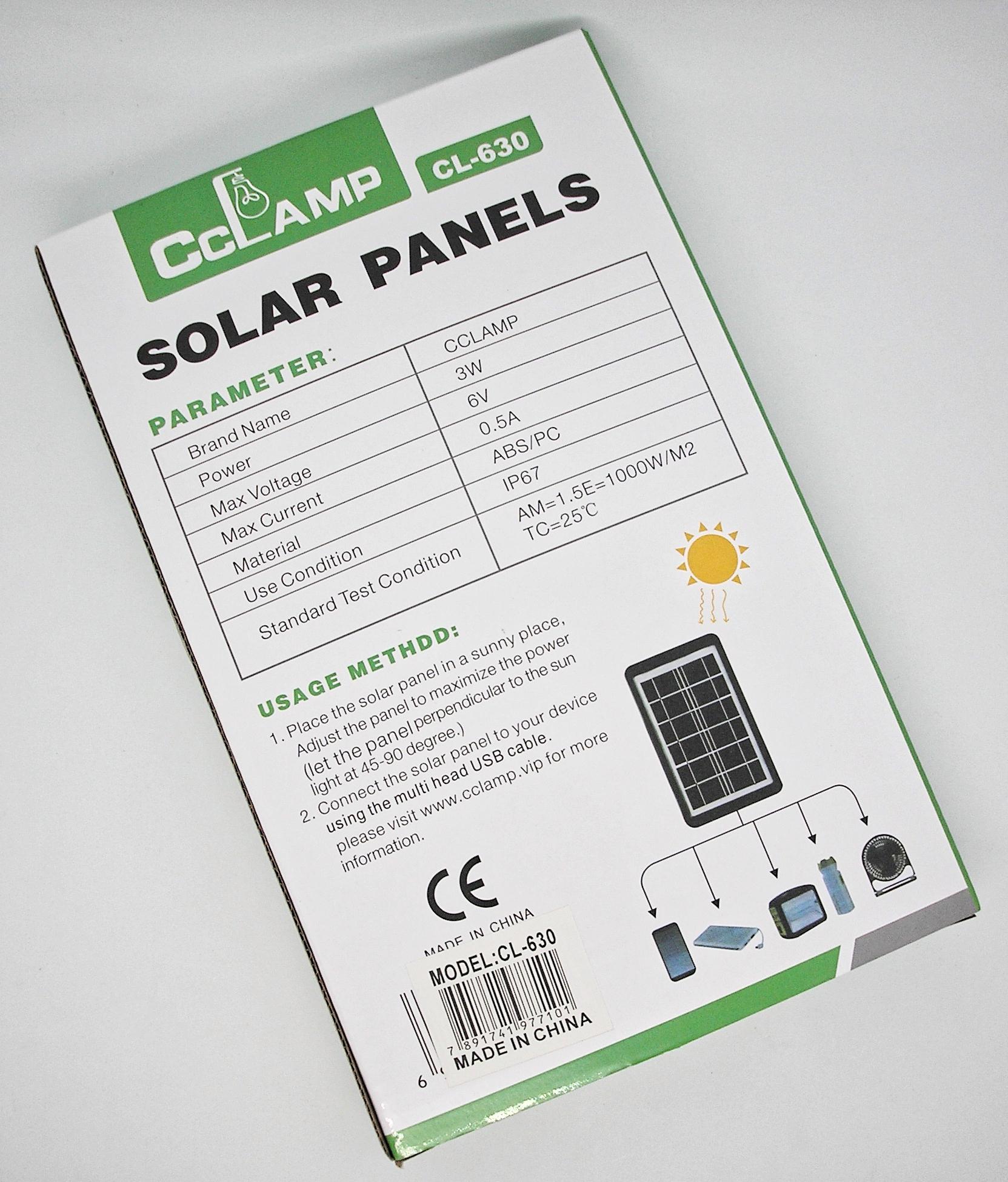 Сонячна панель CcLamp CL-630 з підставкою портативна з USB кабелем з різними входами 3 W - фото 7