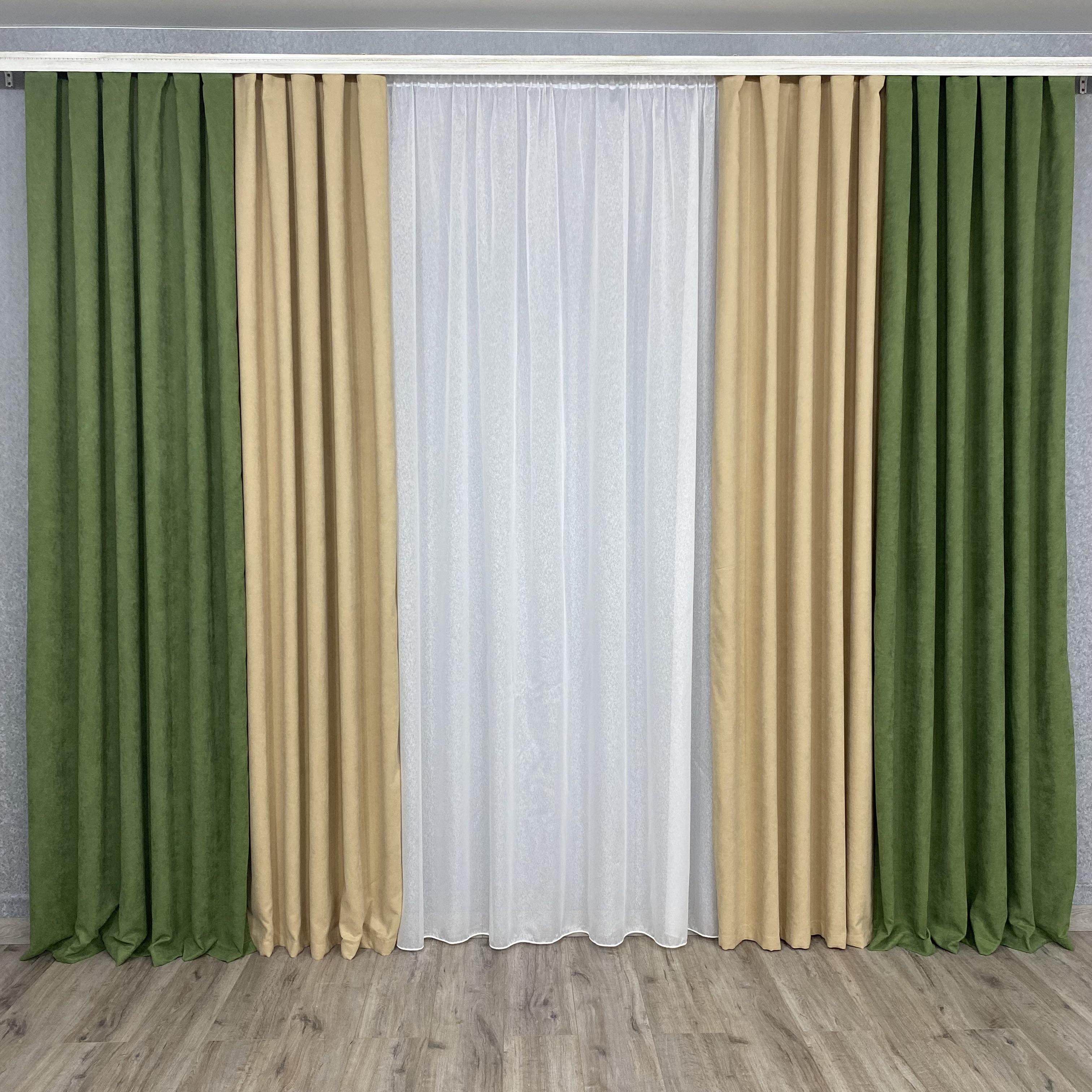 Шторы микровелюр TG Home Дуэт №450 1,50х2,70 м Зелено-бежевый (450-586/195) - фото 6 Шторы микровелюр TG Home Дуэт №450 1,50х2,70 м Зелено-бежевый (450-586/195) - фото 6