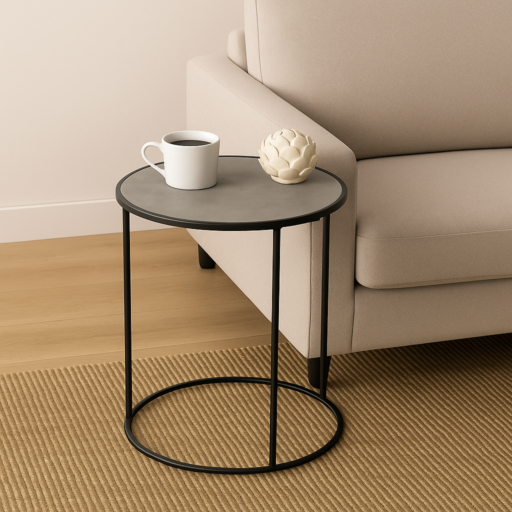 Журнальний столик з металевим каркасом в стилі Лофт 45x50 см Сірий/Чорний (27282745) - фото 2