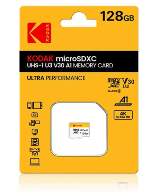 Карта памяти MicroSD Kodak 128Gb U3 UHS-L V30 A1 Class 10 Video recording speed 90-100MB/s (128000)