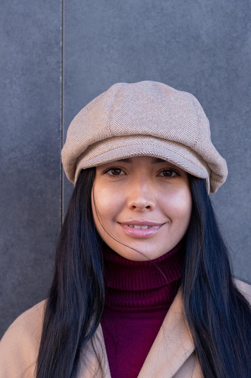 Кепи шестиклинка кашемировая D.Hats Бежевый меланж (22523468)