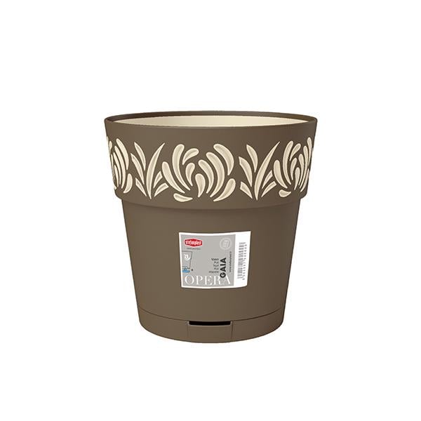 Вазон круглий з автополивом STEFANPLAST OPERA GAIA 29х30 см 11,8 л Капучино/Ваніль (88602)