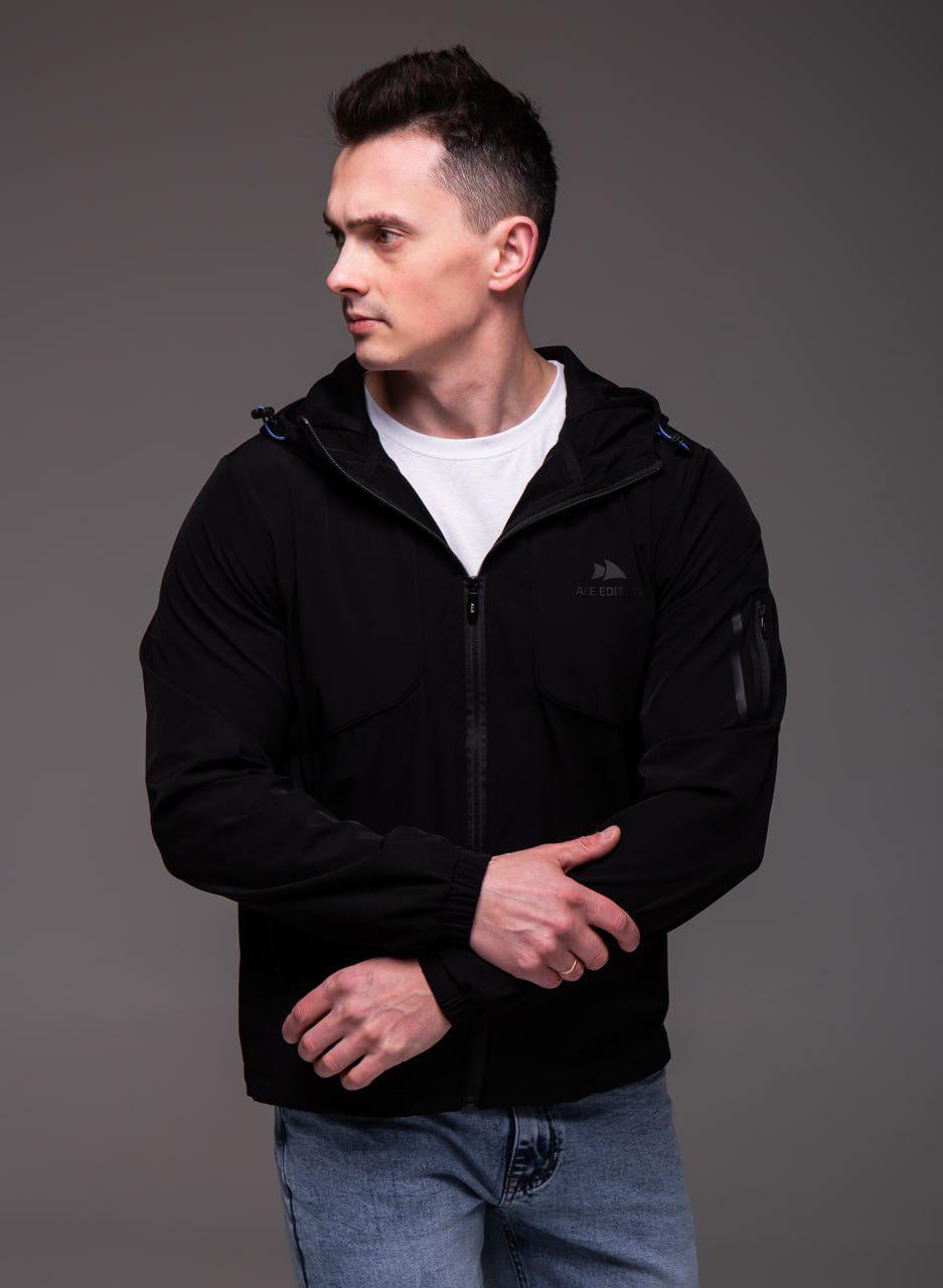 Ветровка мужская Easy с капюшоном XL Черный (2340/2)
