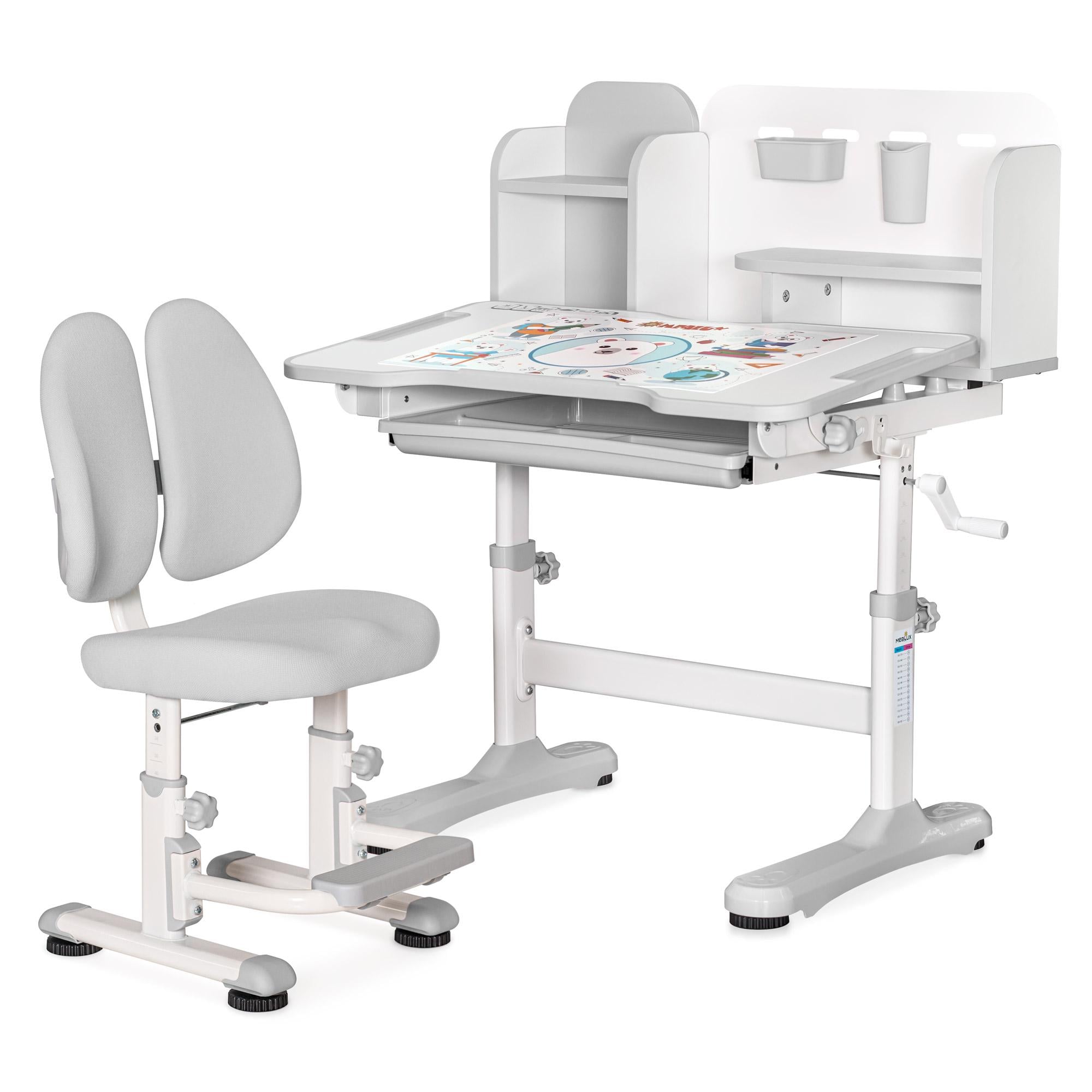 Парта детская школьная Mealux BD-28 Panda со стулом Cерый (BD-28 G) Парта детская школьная Mealux BD-28 Panda со стулом Cерый (BD-28 G)
