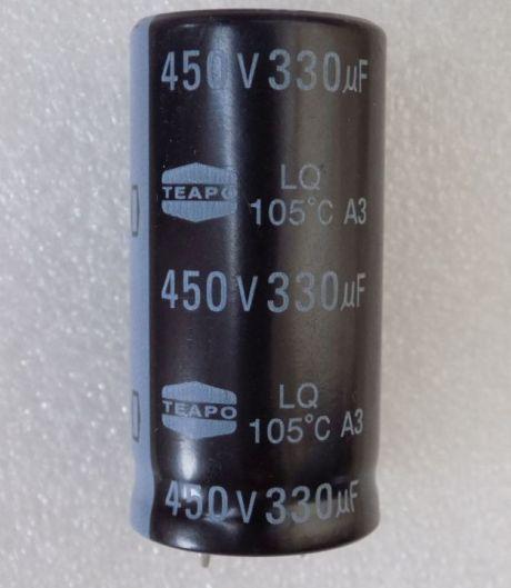 Конденсатор електролітичний 330uF 450V 105C 330 мкФ 450В 105 град/330x450x105 град жорсткі висновки 25x50 мм