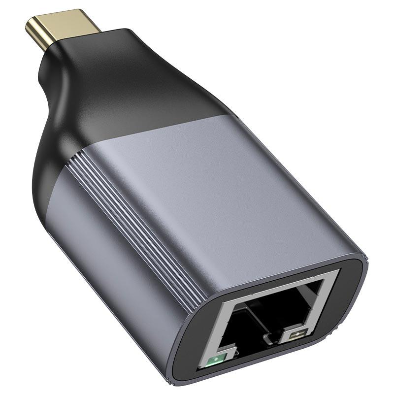 Перехідник Hoco UA35 USB Type-C для RJ45 Ethernet Grey (26451016) - фото 5 Перехідник Hoco UA35 USB Type-C для RJ45 Ethernet Grey (26451016) - фото 5