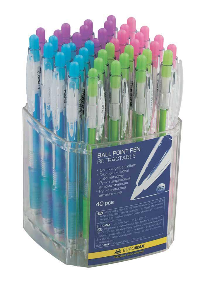 Ручка кулькова автоматична 0,7 мм 40 шт. в уп. Прозорий (MTT-93654)