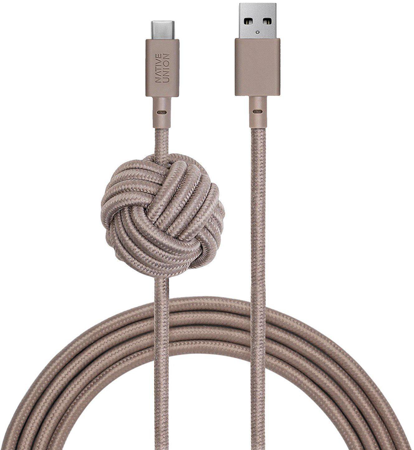 Кабель Native Union Night USB-A to USB-C 3 м Taupe (NCABLE-KV-AC-TAU)