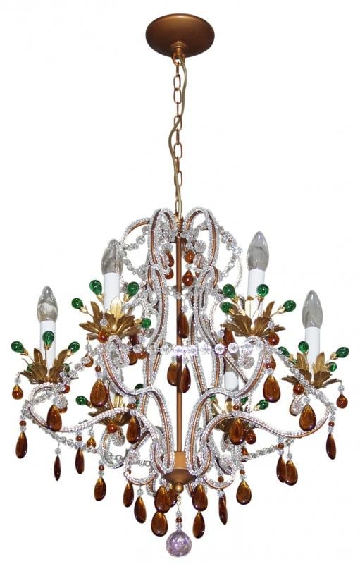 Люстра свічка підвісна кришталева Brille BCL-050S/5 флористика