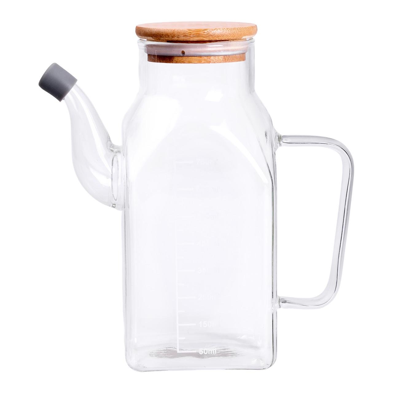 Бутылка для масла стеклянная с ручкой и бамбуковой крышкой 750 мл (HP-34-4) - фото 4 Бутылка для масла стеклянная с ручкой и бамбуковой крышкой 750 мл (HP-34-4) - фото 4