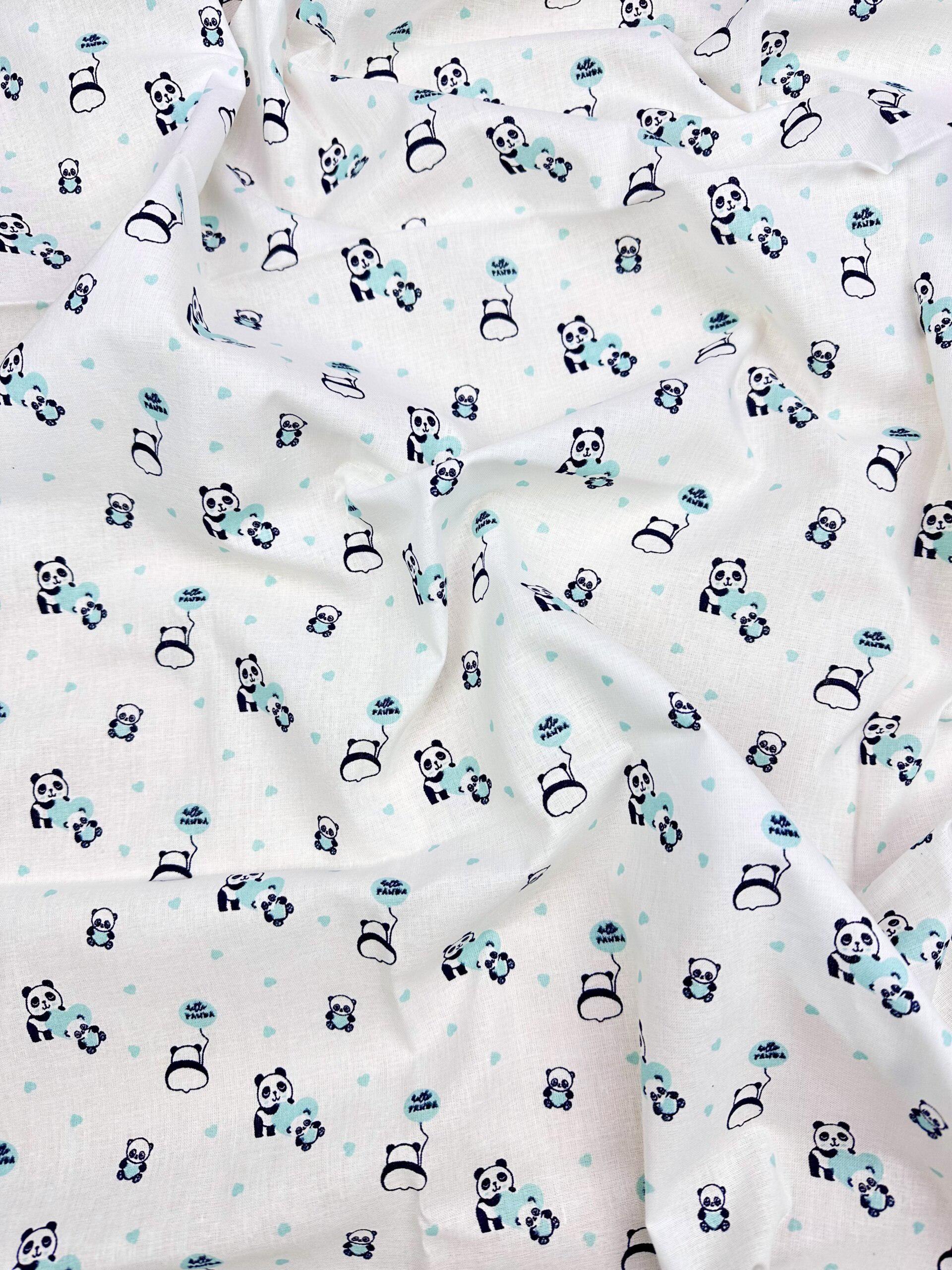 Пеленка ситец Панды #20 110х100 см Мятный (379-1804)