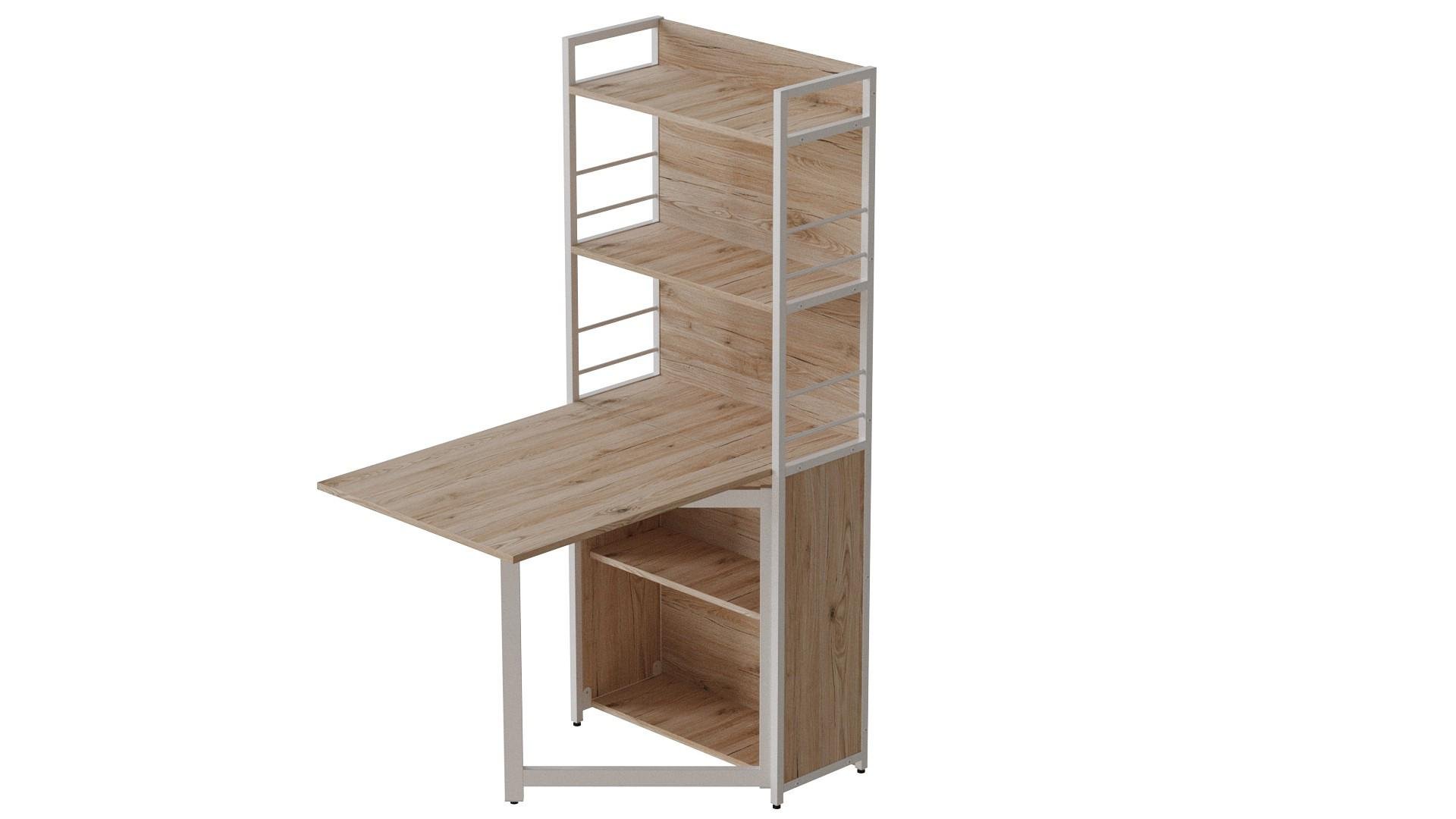 Стол книжка с этажеркой Ferrum-decor Практик 2 металл/ДСП 16 мм 1555x640x990 мм Белый/Дуб Сан-Марино (FRD-104633) - фото 1