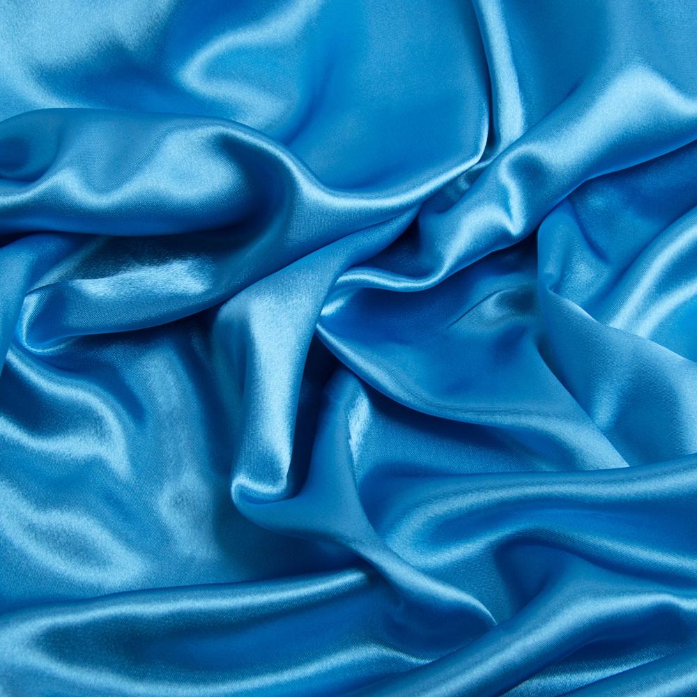 Ткань костюмная креп-сатин темно блакитний