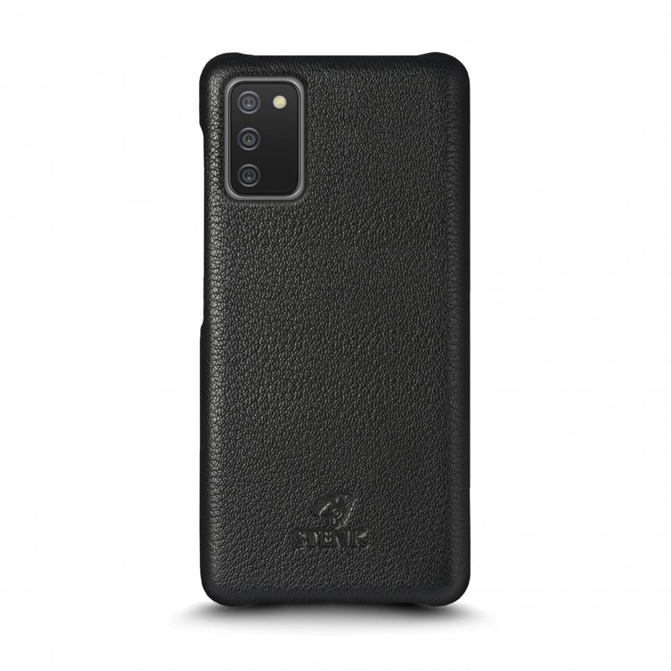 Кожаная накладка Stenk Cover для Samsung Galaxy A02s Черная (69406)