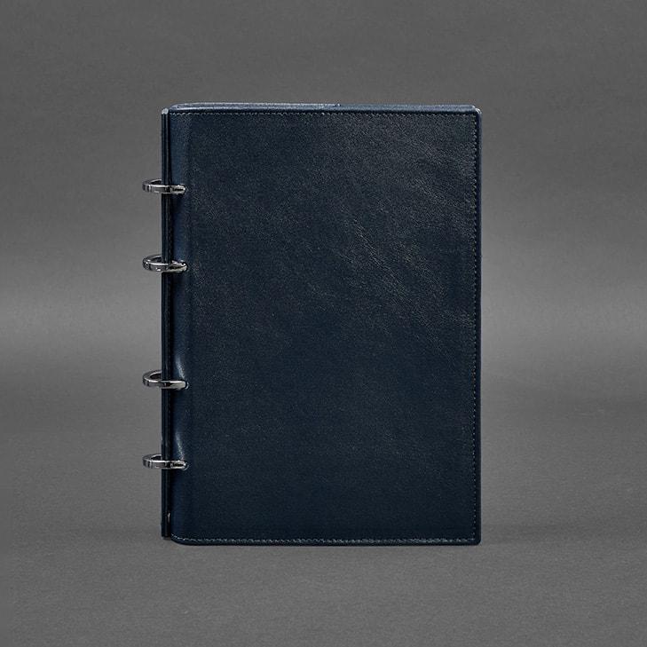 Блокнот кожаный Софт-бук 9.0 на кольцах с твердой обложкой Синий (A-026823) - фото 5