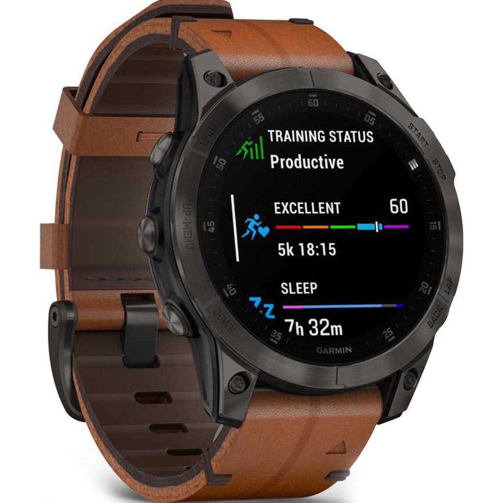 Смарт-годинник Garmin Epix 2 Sapphire - B. Titanium w. Chestnut L. Band (010-02582-30) - фото 2