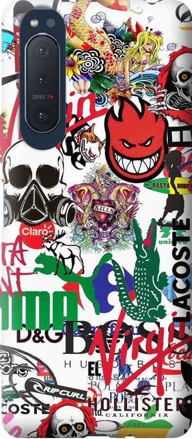 Чехол на Sony Xperia 5 II Many different logos (4022t-2258-42517) Чехол на Sony Xperia 5 II Many different logos (4022t-2258-42517)