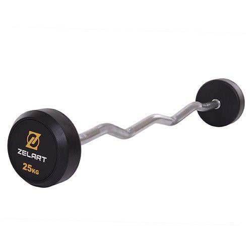 Штанга фиксированная изогнутая Rubber Coated Barbell Zelart TA-2687 25 кг Черный (58363067) - фото 1