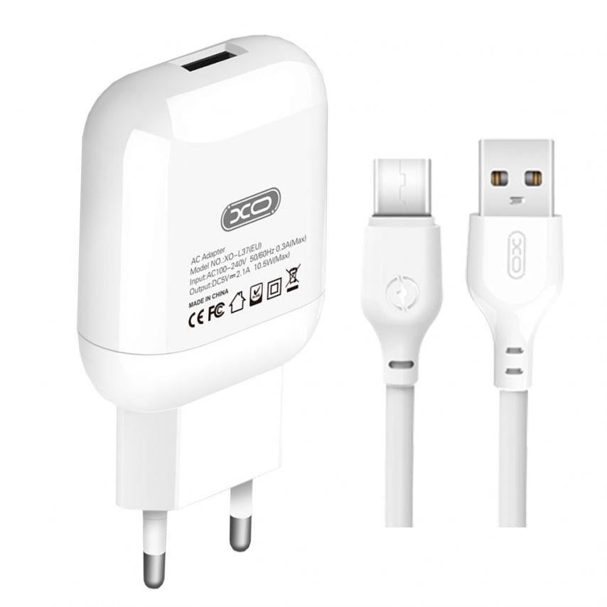 Зарядний пристрій Xo L37 1xUSB 2,1А Type-C White